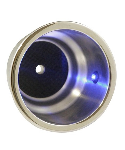 Porta-copos de aço inoxidável de fundo plano (LED azul)