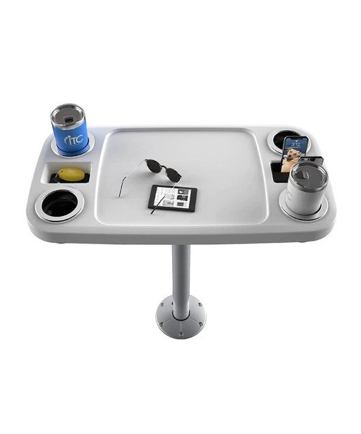 Grande tavolo bianco senza illuminazione con gambe in cipresso argentato