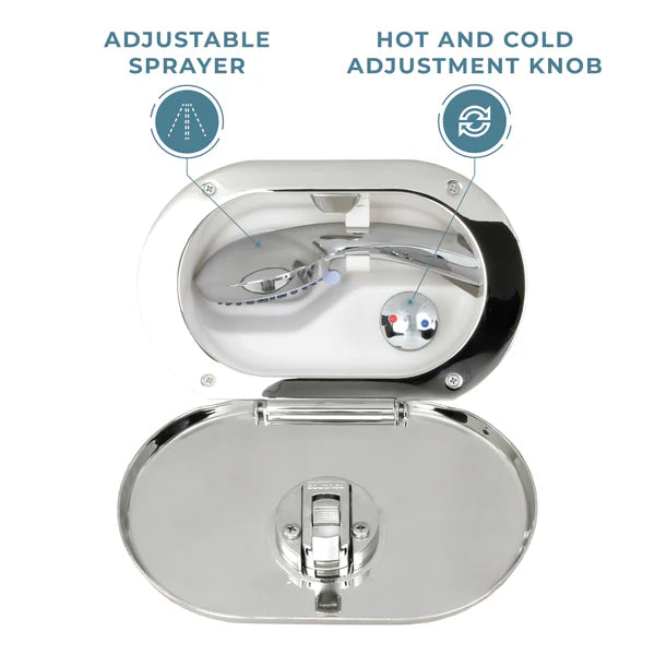 Hot &amp; Cold Stainless Steel Transom Shower