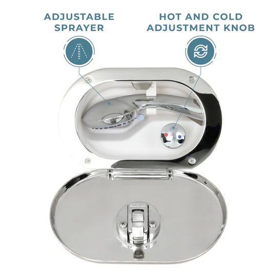 Hot &amp; Cold Stainless Steel Transom Shower
