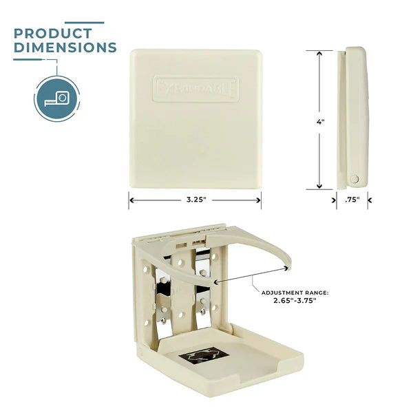 ITC Vertical Mount Adjustable Drink Holder, Cream