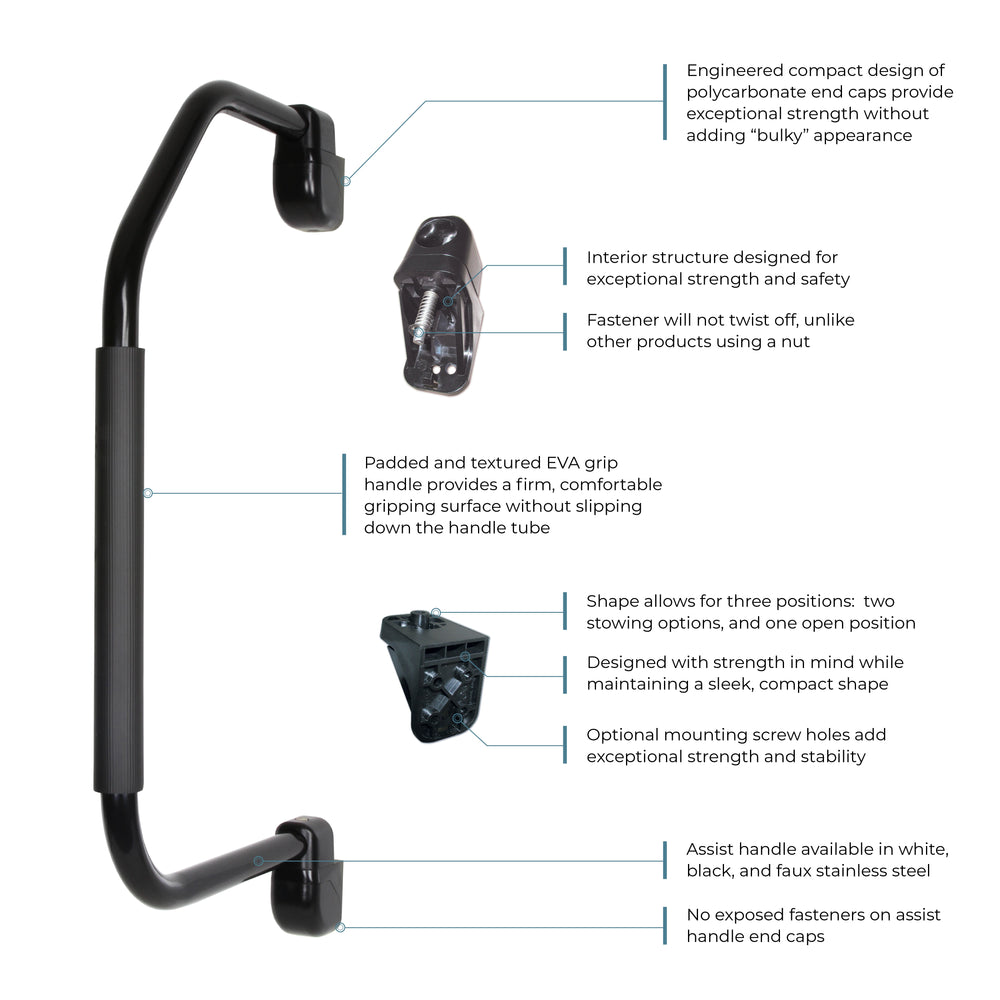 (Black) Stow & Go Folding Assist Handle