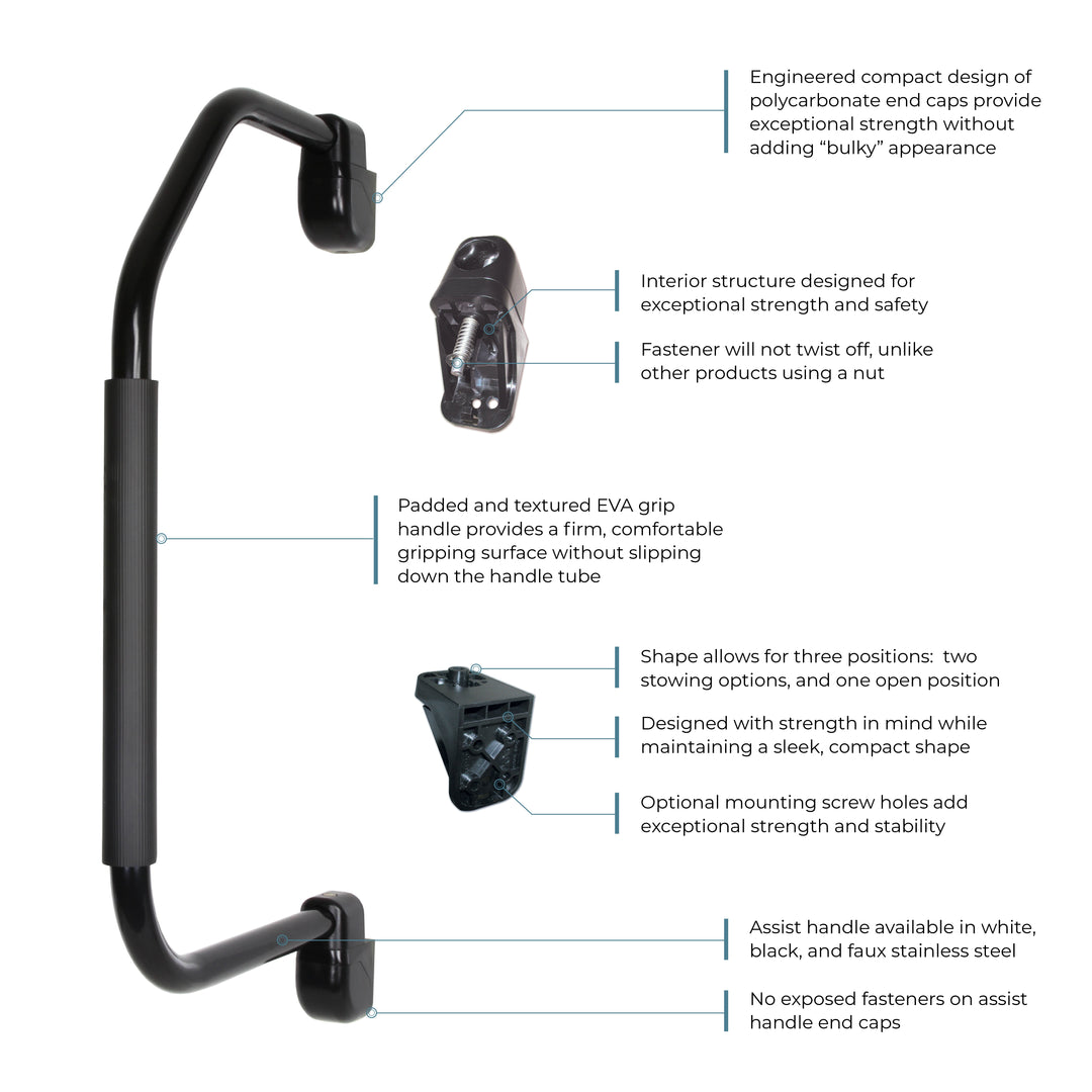(Black) Stow &amp; Go Folding Assist Handle