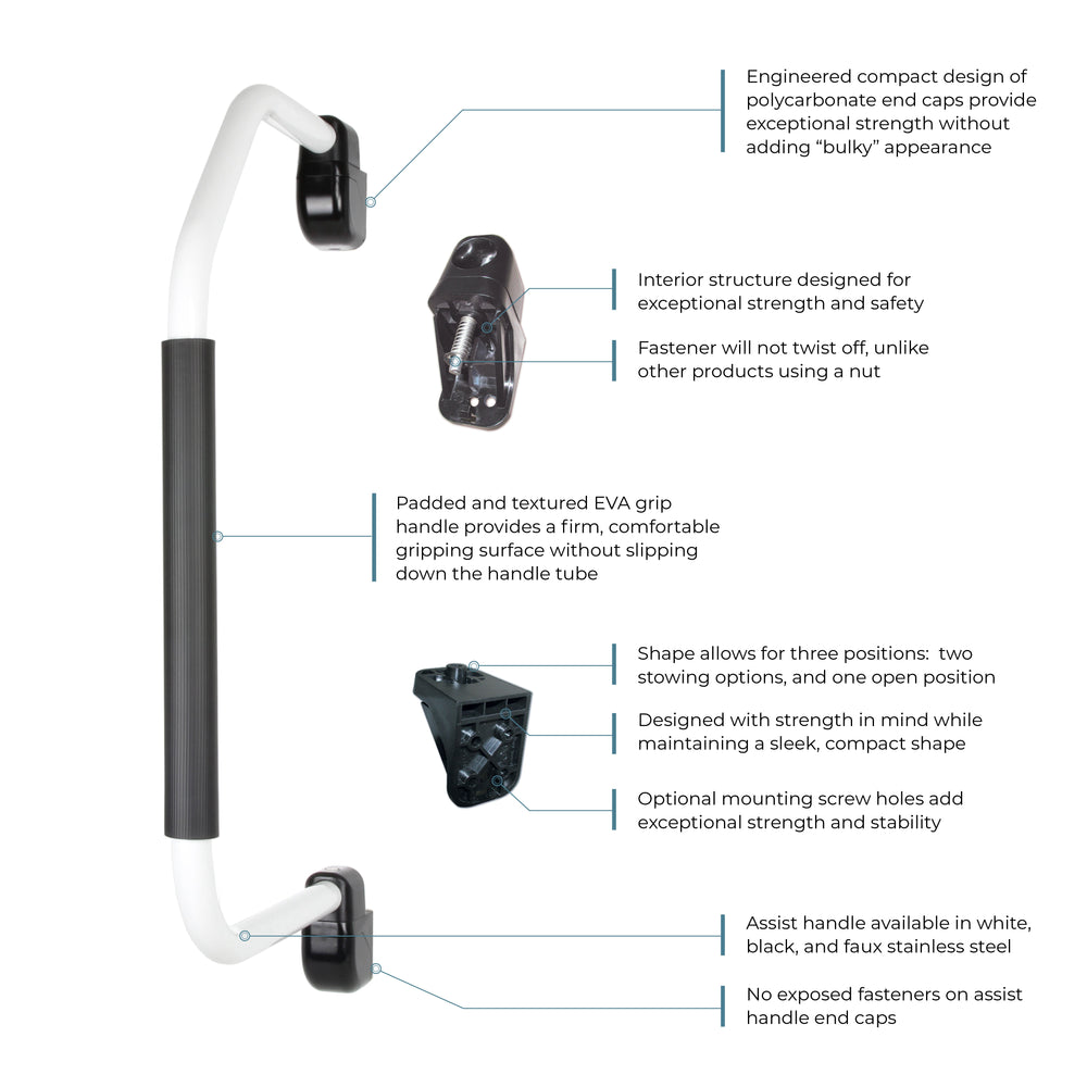 (White) Stow & Go Folding Assist Handle