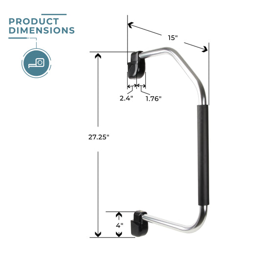 ITC Stow &amp; Go Folding Assist Handle - Faux Stainless Steel dimensions 