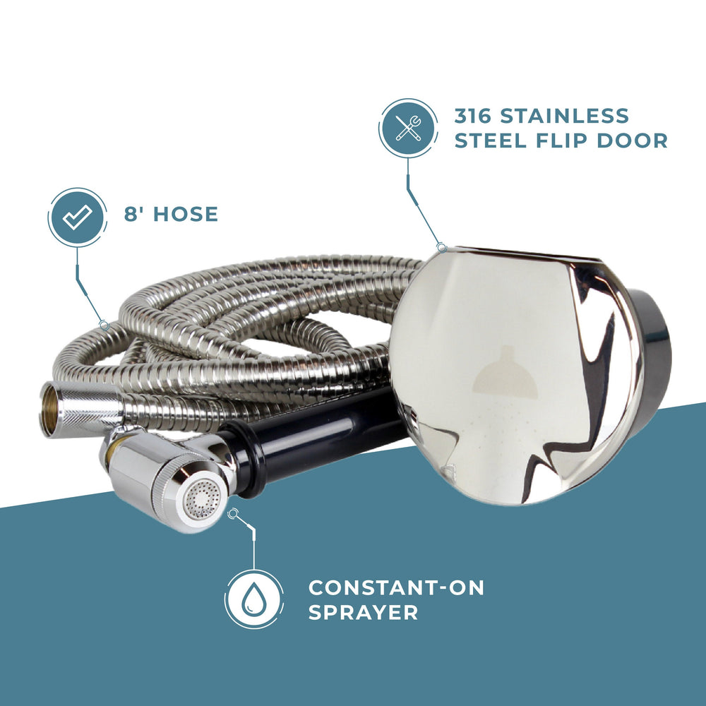 Stainless Steel Transom Shower w/ 8' Hose