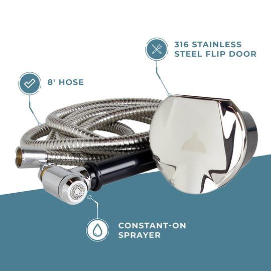 Stainless Steel Transom Shower w/ 8&