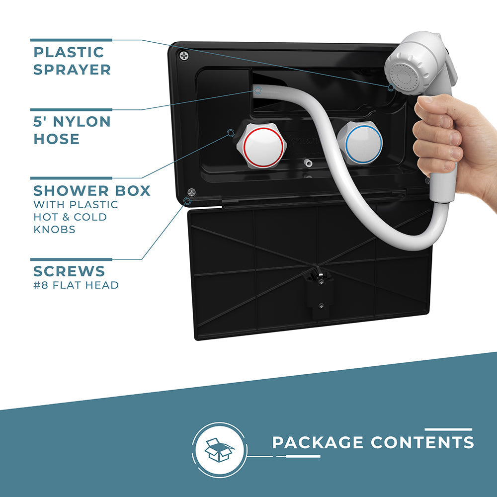 Black Exterior Shower latching