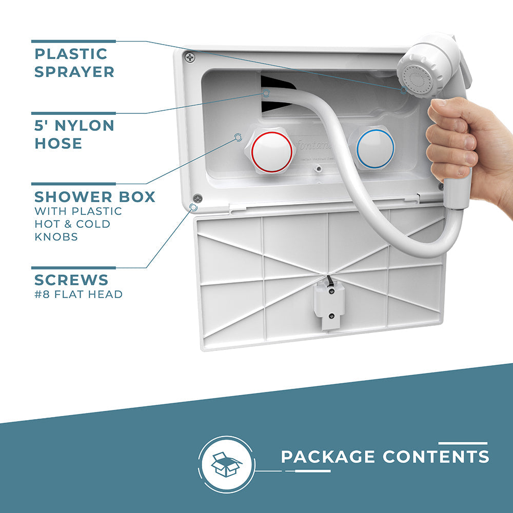 White Exterior Shower latching