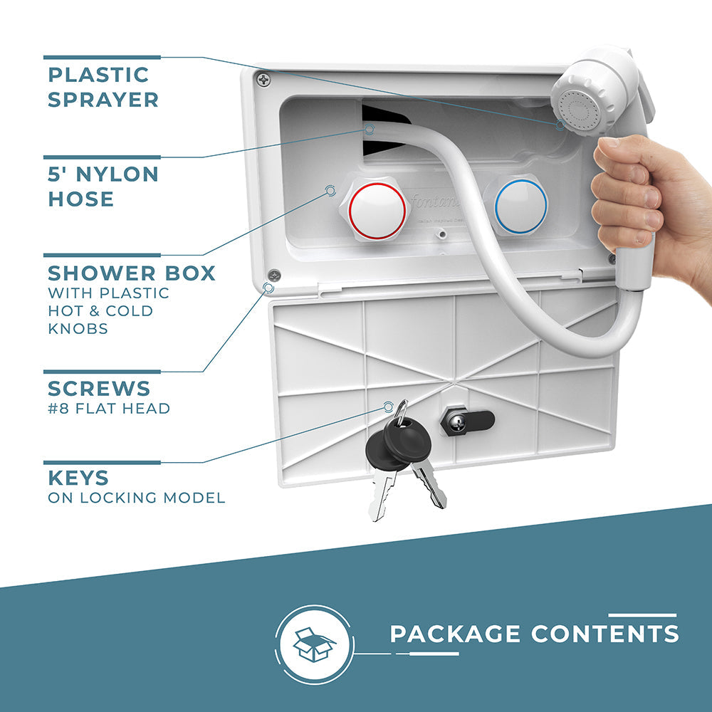 White Exterior Shower locking