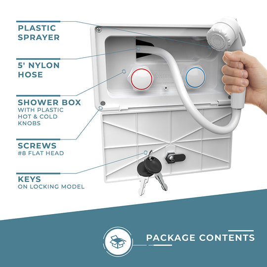 White Exterior Shower locking