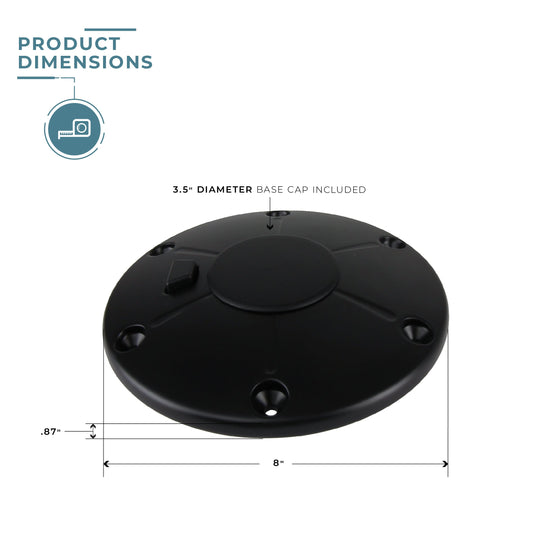 Cypress 8" Floor Base - Black dimensions 