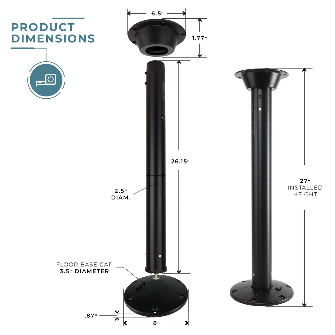 Cypress 27" Leg Set - Black dimensions 