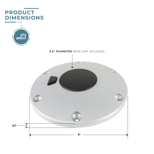 Cypress 8" Floor Base silver dimensions 