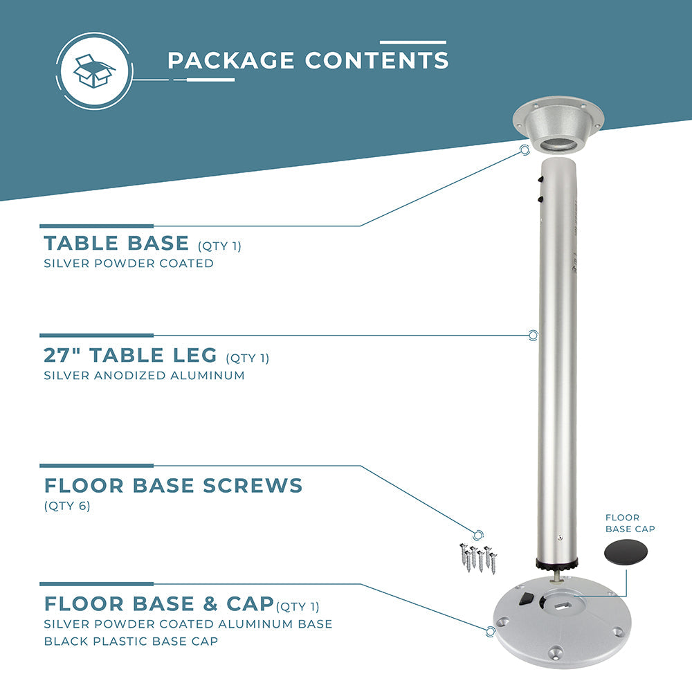 Cypress 27" Leg Set - Silver contents 