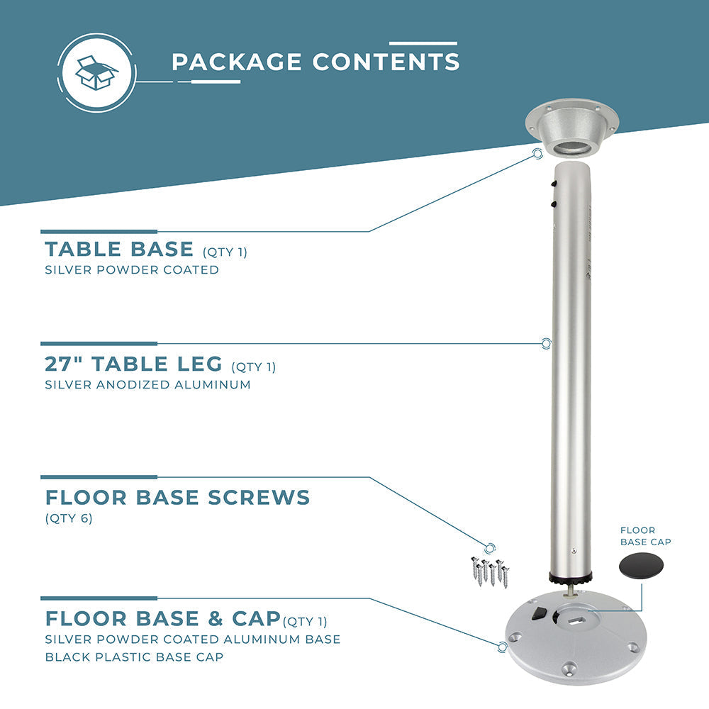 Cypress 27" Leg Set - Silver contents 