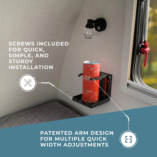 ITC Vertical Mount Adjustable Drink Holder – Black